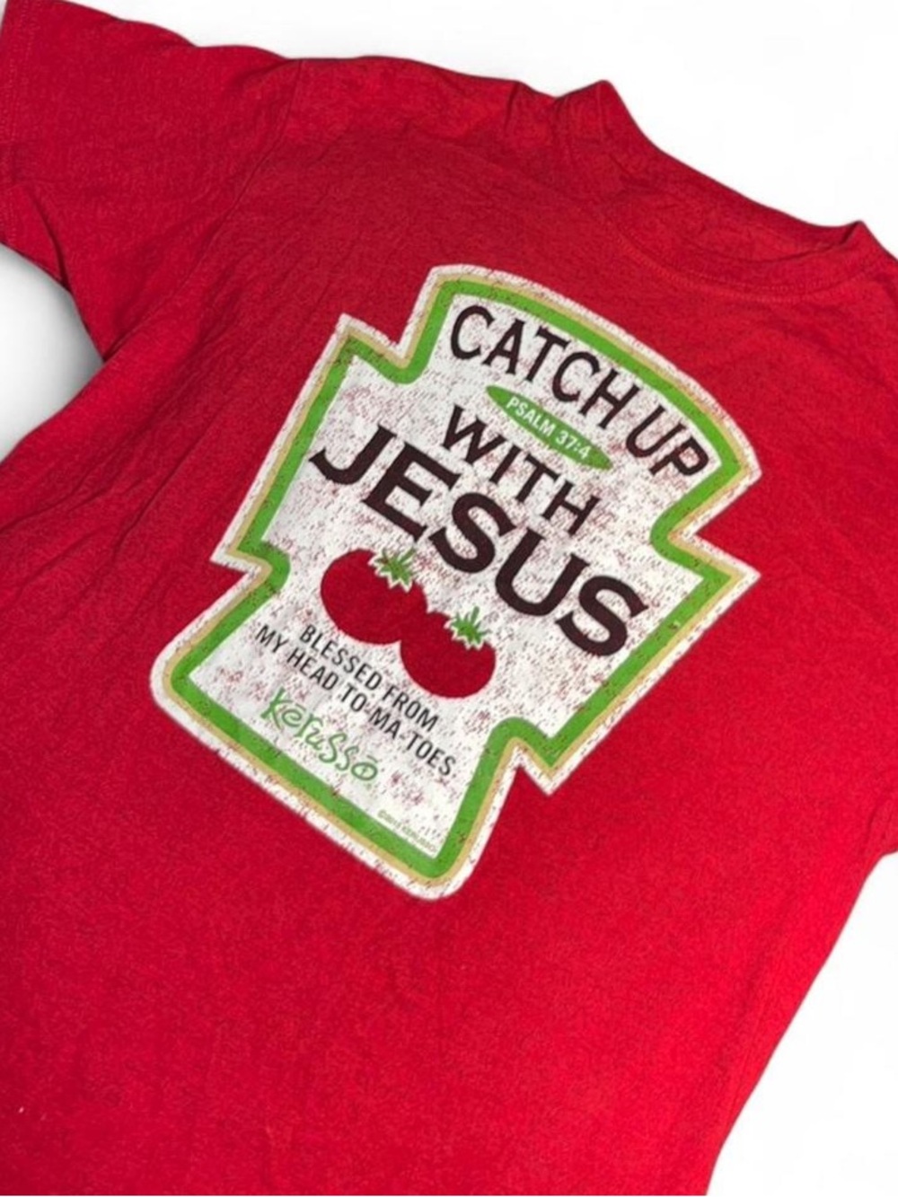 Vtg Kerusso Catch Up With Jesus Shirt Red Heinz
Ketchup Parody Y2K